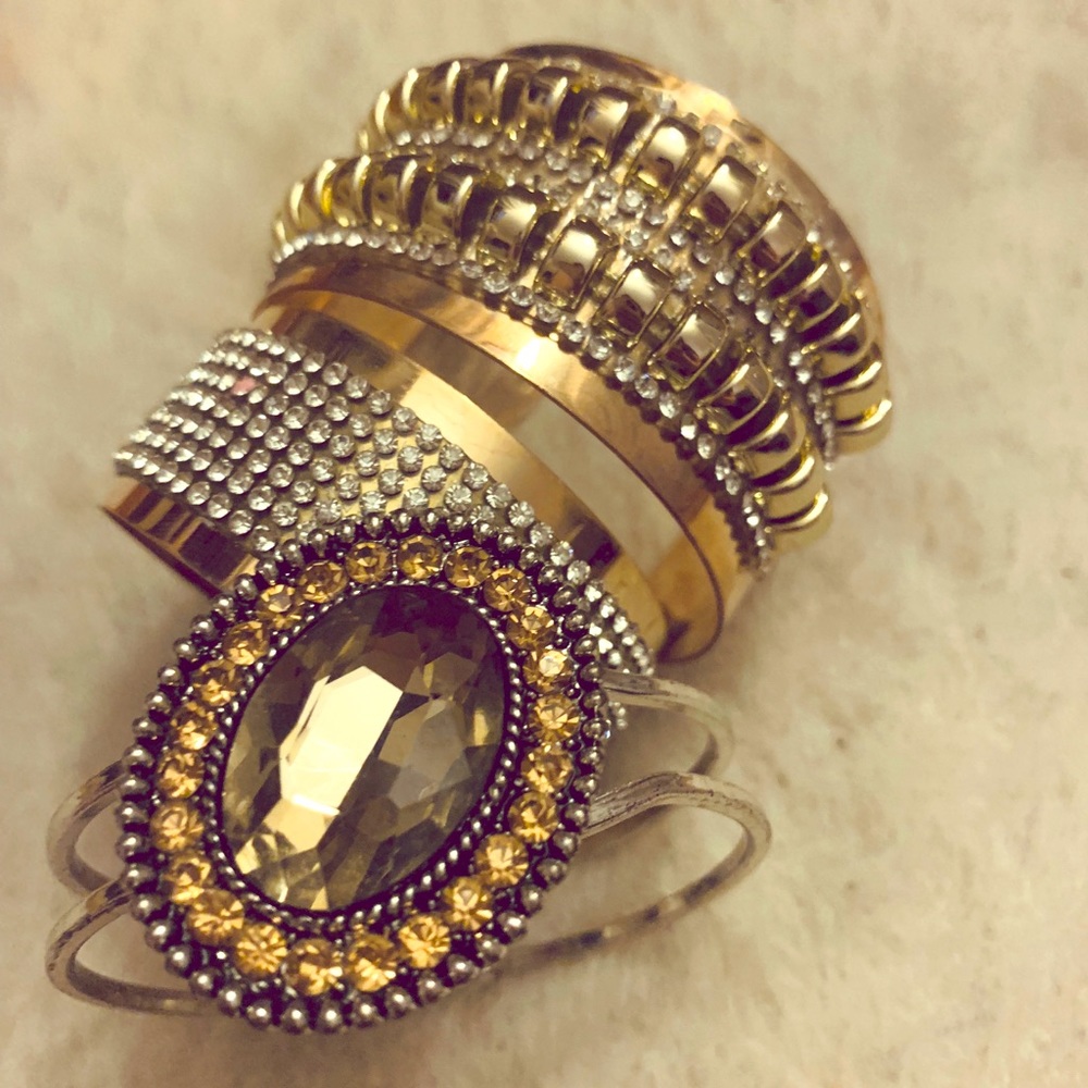 Gold and silver rhinestone gem bracelets
